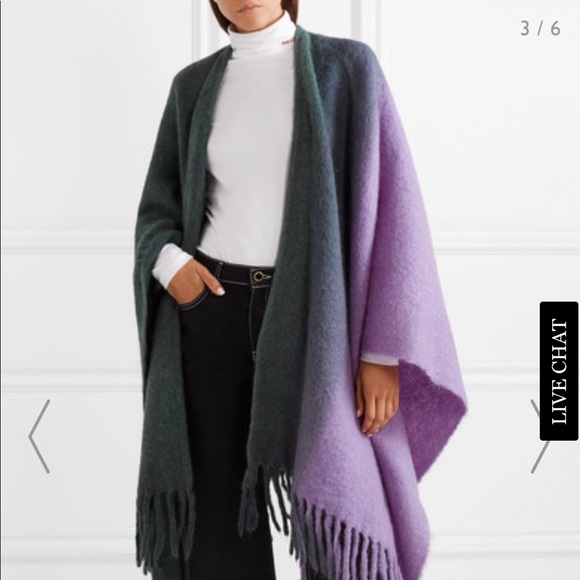 Acne Studios Kelow Ombré Fringed Felt Poncho - Picture 2 of 6